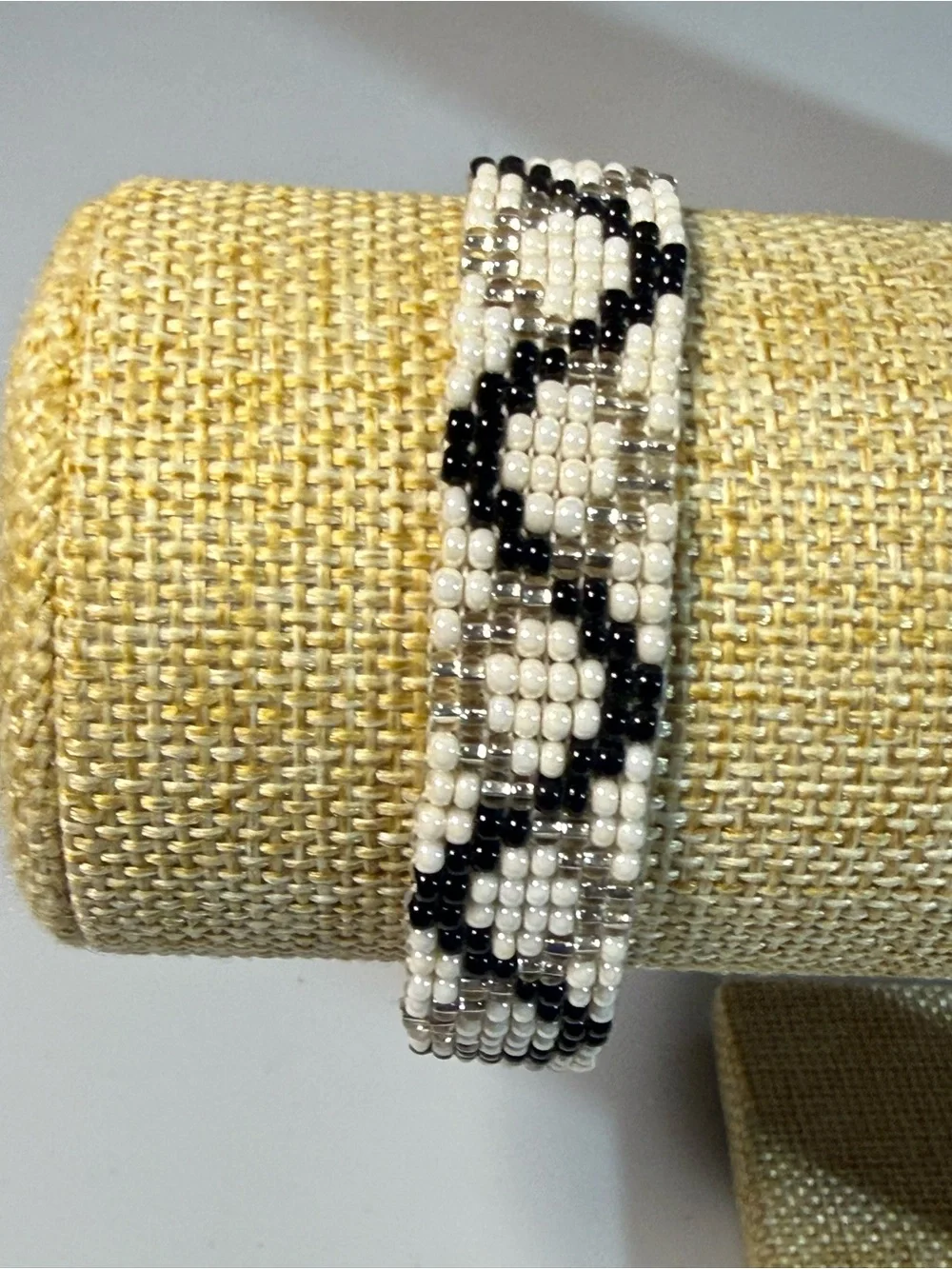 Personally Curated Artisan Black White Pattern Inspo Cuff Bracelet Stack B7
